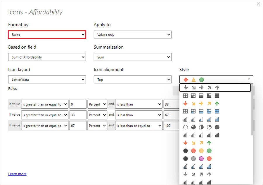 استفاده از قالب بندی شرطی یا Conditional Formatting در جداول پاور بی آی - داده کاوی ویستا