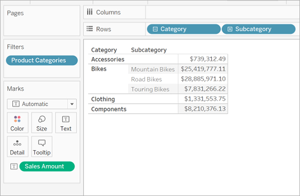 Drill down in Tableau-VISTA