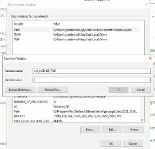 How to detect an invalid Tableau license-VISTA