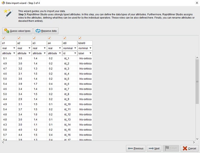 Importing Data in Rapidminer-VISTA