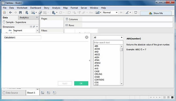 Numeric Calculations در Tableau-داده کاوی ویستا