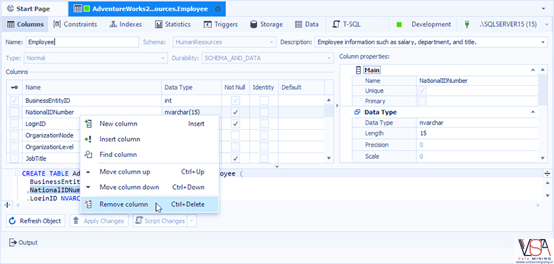 SQL Database Design Basics-VISTA