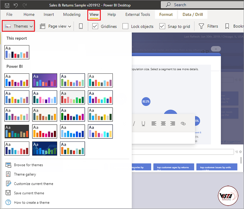 استفاده از تم های گزارش در Power BI Desktop - داده کاوی ویستا