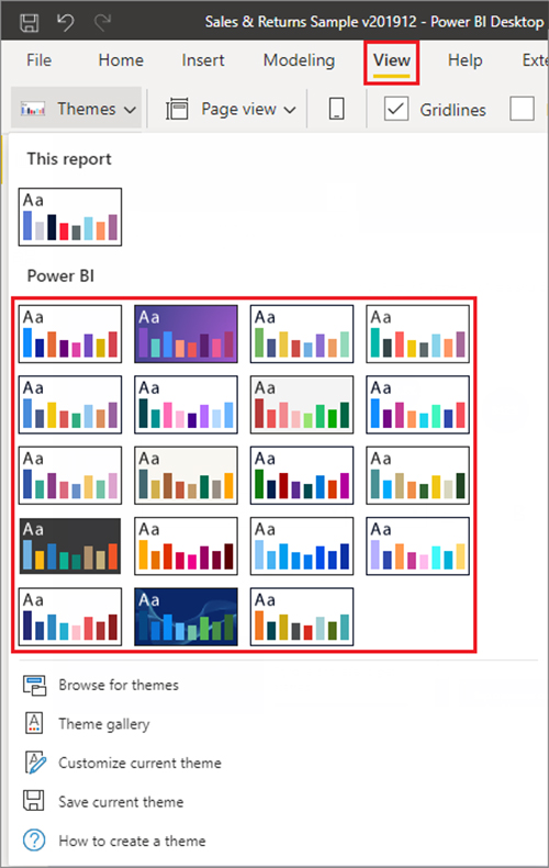 استفاده از تم های گزارش در Power BI Desktop - داده کاوی ویستا