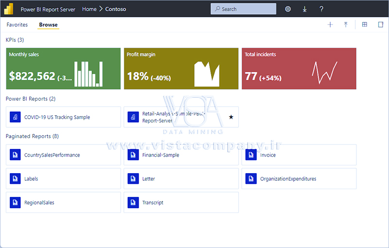 Power BI Report Server - داده کاوی ویستا