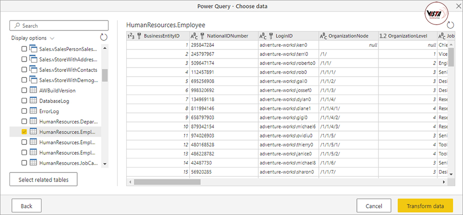 از طریق Power BI به Microsoft SQL Server متصل شوید - داده کاوی ویستا