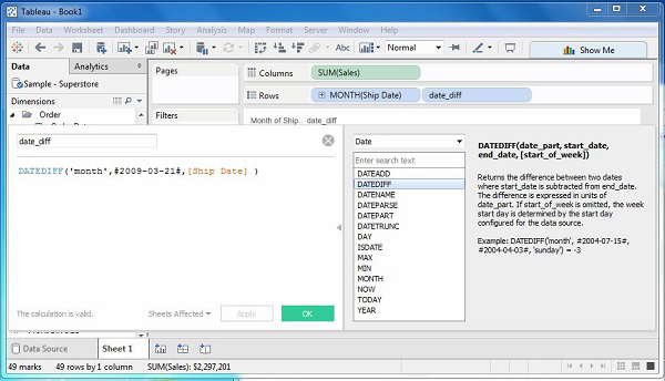 ایجاد توابع تاریخ محاسبه شده (Date Calculations) در تبلو - داده کاوی ویستا