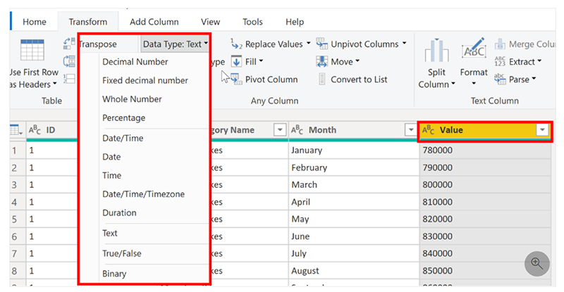 ارزیابی و تغییر انواع داده های ستون در Power BI - داده کاوی ویستا