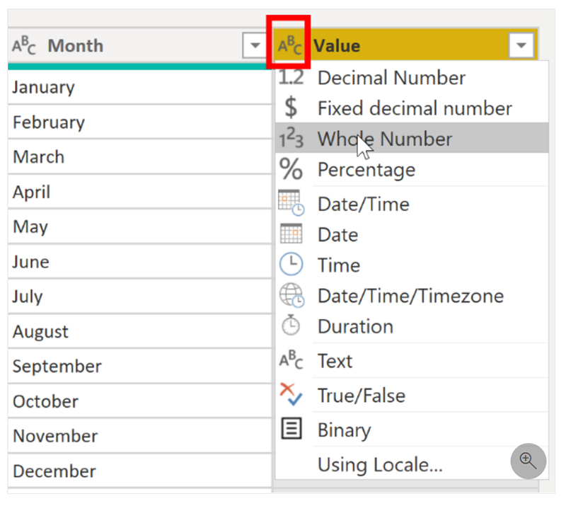 ارزیابی و تغییر انواع داده های ستون در Power BI - داده کاوی ویستا