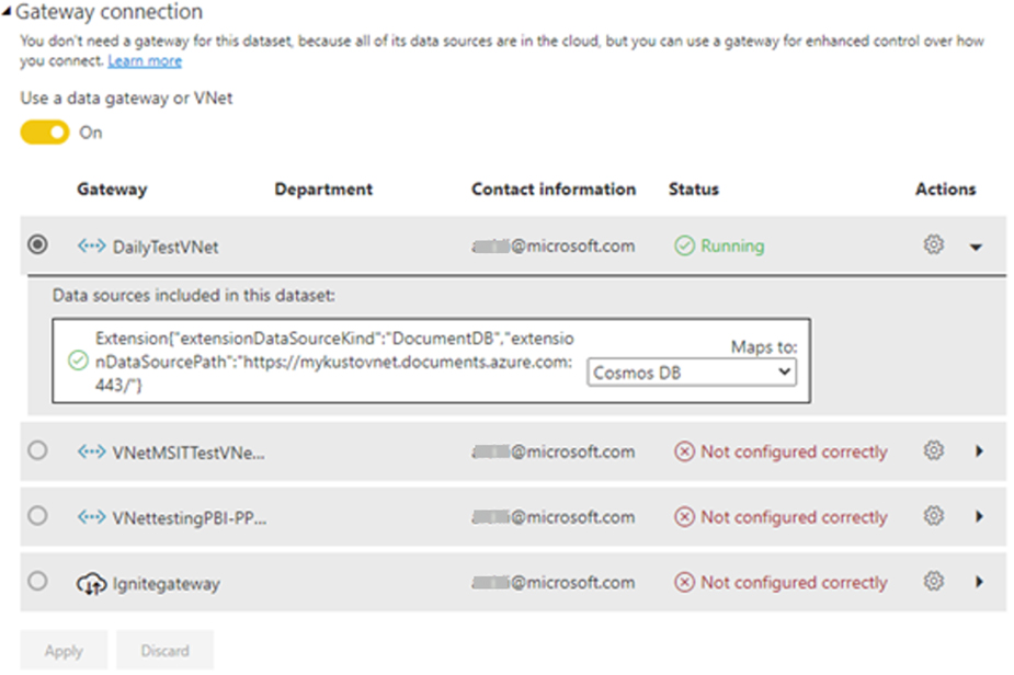 اعلام اتصال VNet برای مجموعه داده های Power BI - داده کاوی ویستا