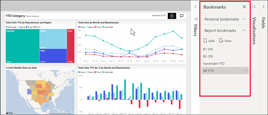 ساخت bookmarks در Power BI - داده کاوی ویستا