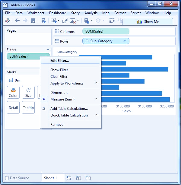 عملیات فیلتر (Filter Operations) در Tableau - داده کاوی ویستا