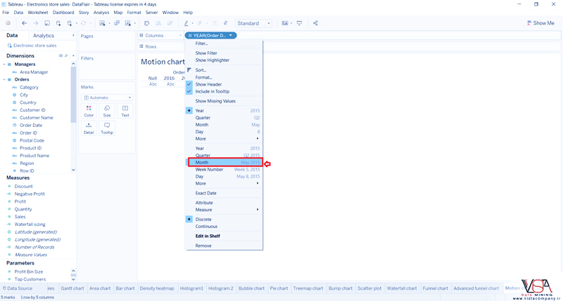 نمودار های حرکتی یا Motion Chart در Tableau - داده کاوی ویستا