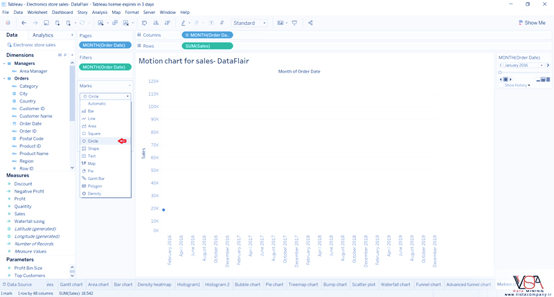 نمودار های حرکتی یا Motion Chart در Tableau - داده کاوی ویستا