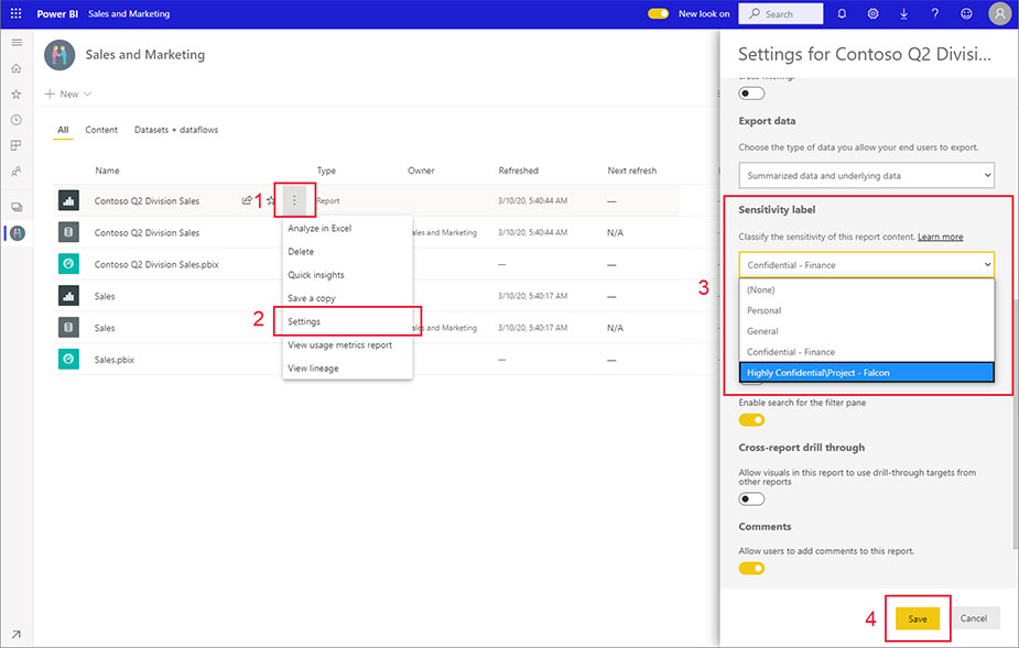 برچسب های حساسیت در Power BI - داده کاوی ویستا