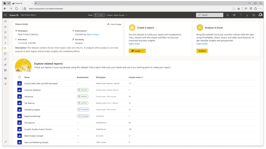 مرکز داده (Dataset Hub) در Power BI - داده کاوی ویستا