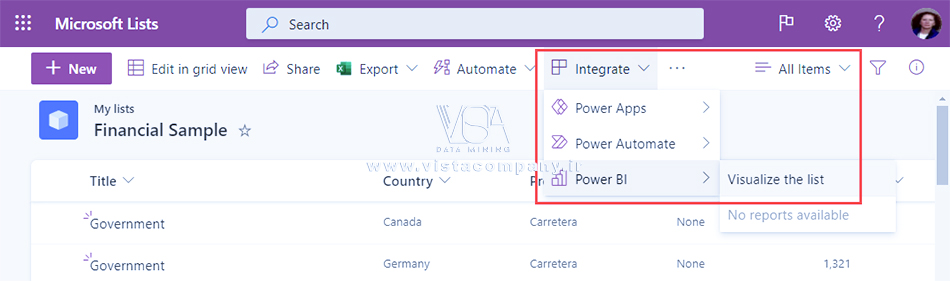ایجاد سریع گزارش از لیست یا کتابخانه SharePoint در Power BI - داده کاوی ویستا