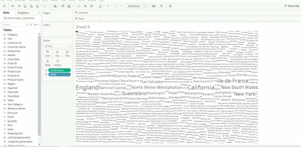 ابر کلمات (Word Cloud) در Tableau - داده کاوی ویستا