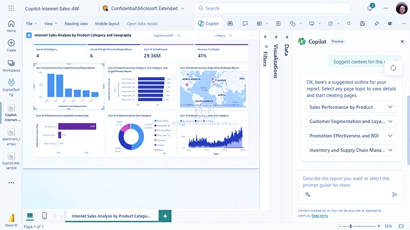 دستیار هوش مصنوعی Power BI Copilot مایکروسافت - داده کاوی ویستا